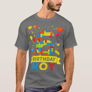 Kids 6 Year Old Building Blocks 6th Birthday Boy T-Shirt