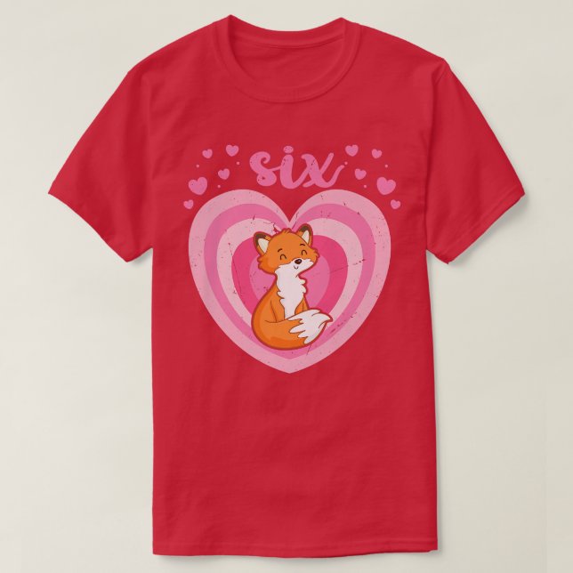 Kids 6 Year Old Cute Fox Birthday Girl 6th B-day P T-Shirt (Design Front)