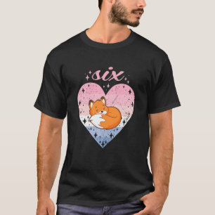 Kids 6 Year Old Cute Fox Birthday Girl 6th B Day T-Shirt