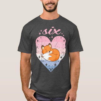 Kids 6 Year Old Cute Fox Birthday Girl 6th B-day T-Shirt