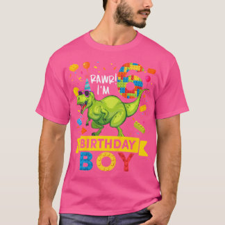 Kids 6 Year Old Dinosaur Building Blocks 6Th Birth T-Shirt