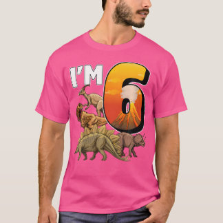 Kids 6 Year Old Dinosaurs Birthday 6Th Party Paleo T-Shirt