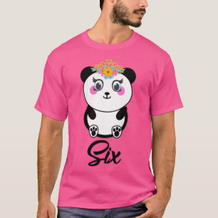 Kids 6 Year Old Gifts Cute Panda Birthday Girl 6th T-Shirt