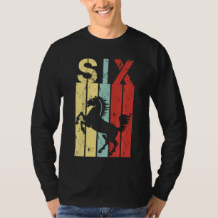 Kids 6 Year Old Horse Birthday Boy Girl Sixth 6th T-Shirt