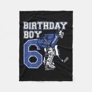 Kids 6 Year Old Ice Hockey Goalie Themed Birthday  Fleece Blanket