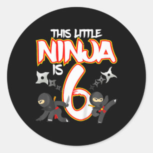 Kids 6 Year Old Ninja Birthday Party Martial Arts  Classic Round Sticker