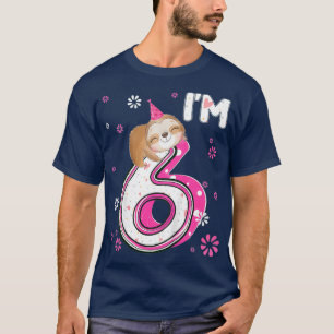 Kids 6 Year Old Sloth 6th Birthday Girl Party T-Shirt