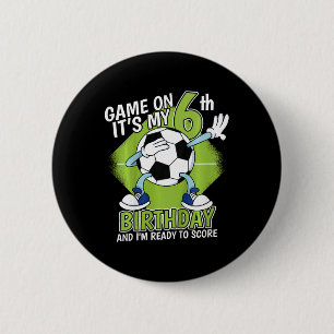 Kids 6 Year Old Soccer Player Boy Birthday 6th Bda Cm Round Badge