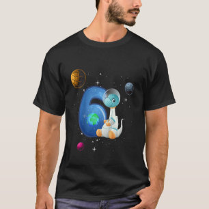 Kids 6 Years Old 6th Birthday Boy Astronaut Rex Di T-Shirt