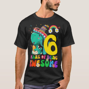 Kids 6 Years Old Boys Girls Cute Dinosaur 6th Bir T-Shirt