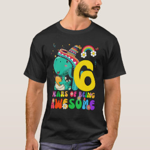 Kids 6 Years Old Boys Girls Cute Dinosaur 6th Bir T-Shirt