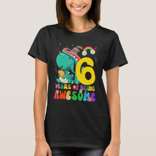 Kids 6 Years Old  Boys Girls Cute Dinosaur 6th Bir T-Shirt
