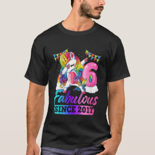 Kids 6 Years Old Fabulous Since 2017 6th Birthday T-Shirt