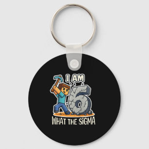 Kids 6 Years Old Sigma Pixel Art Mining Gamer Birt Key Ring