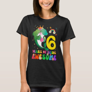 Kids 6 Years Old Teens Boys Girls Cute Dolphin 6th T-Shirt