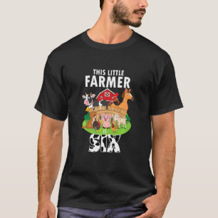 Kids 6 Yrs Old Bday Farmer Cute 6th Birthday Farm  T-Shirt