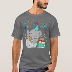 Kids 6st Happy Birthday Design Costume Elephant Fo T-Shirt