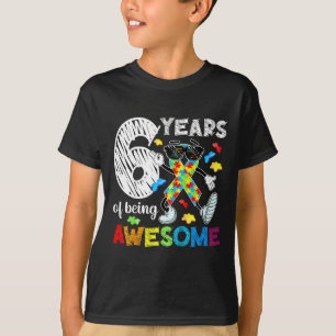 Kids 6th Autism Birthday Party Six Year Old Autist T-Shirt