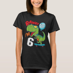 Kids 6th Birthday 6 Year Old Boy T-rex Skateboardi T-Shirt