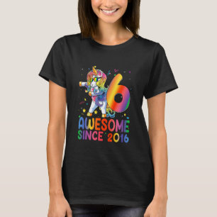 Kids 6th Birthday 6 Year Old  Girls Teens Dabbing  T-Shirt