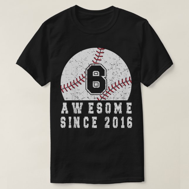 Kids 6th Birthday Baseball Boy Born In 2016 Baseba T-Shirt (Design Front)