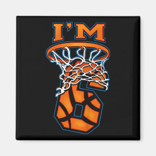 Kids 6th Birthday Basketball I'm 6 Boy Girl 6th B Magnet