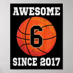 Kids 6th Birthday Basketball Lover 6 Years Old Vin Poster
