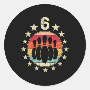 Kids 6th Birthday Bowling 6 Year Old Bowling Birth Classic Round Sticker