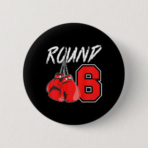 Kids 6th Birthday Boxing Boy 6 Year Old Boxer Bday Cm Round Badge
