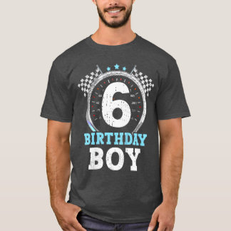 Kids 6th Birthday Boy 6 Sixth Race Birthday Racing T-Shirt