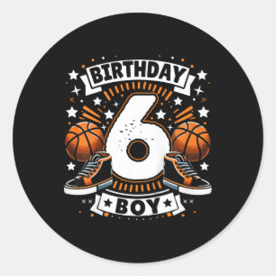 Kids 6th Birthday Boy 6 Year Old Boy Sketll Birthd Classic Round Sticker