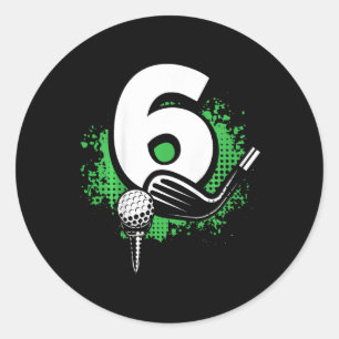 Kids 6th Birthday Boy Golf Player Golf 6 Years Old Classic Round Sticker