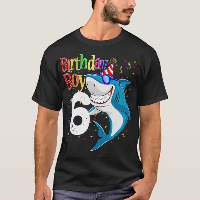 Kids 6th Birthday Boy Shark s JawSome Six  Boys  T-Shirt (Front)