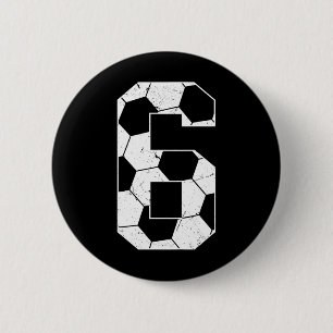 Kids 6th Birthday Boy Soccer Player Footbyll 6 Yea Cm Round Badge