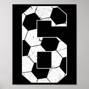 Kids 6th Birthday Boy Soccer Player Footbyll 6 Yea Poster