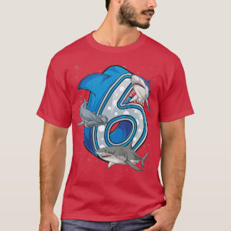 Kids 6th Birthday Boys Shark 6 years Old Ocean Sha T-Shirt
