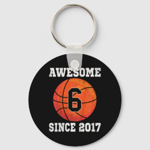 Kids 6th Birthday Bysketbyll Lover 6 Years Old Vin Key Ring