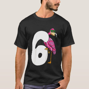 Kids 6th Birthday For Girls Pink Flamingo 6 Year T-Shirt