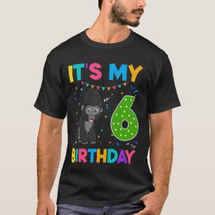 Kids 6th Birthday Gorilla 6 years old Boys Girls Z T-Shirt