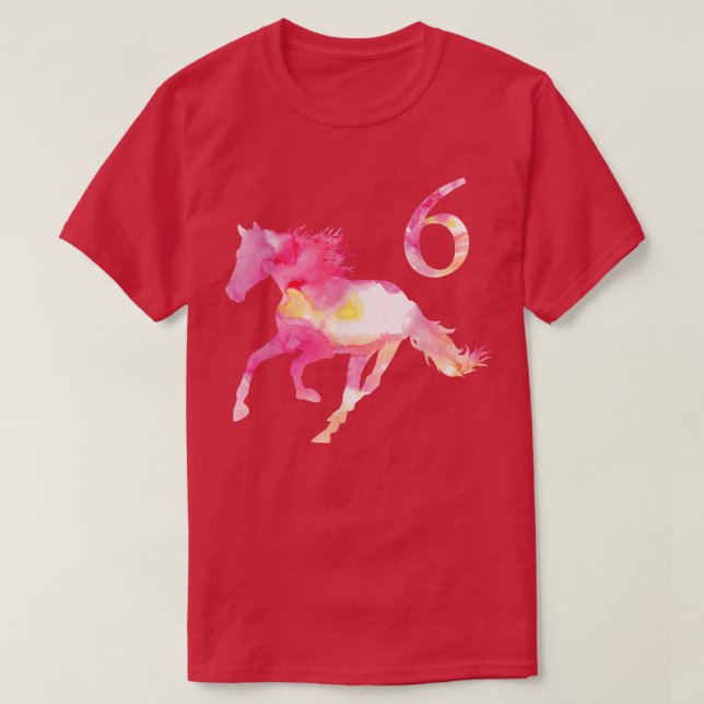 Kids 6th Birthday Horse Gift  for 6 Year Old Girls T-Shirt (Design Front)