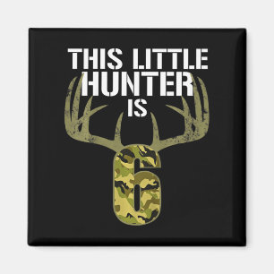 Kids 6th Birthday Hunting  Boys Fun Deer Hunter Gi Magnet