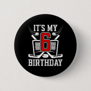 Kids 6th Birthday Ice Hockey Boy 6 Year Old Ice Ho Cm Round Badge