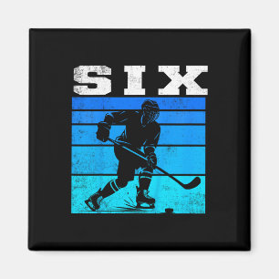 Kids 6th Birthday Ice Hockey Boy And Gil Six Hocke Magnet