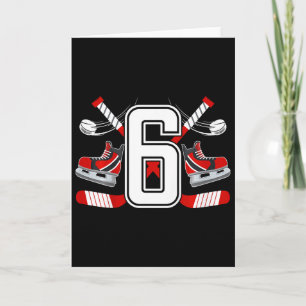 Kids 6th Birthday Ice Hockey Boy Six Year Old Ice Card