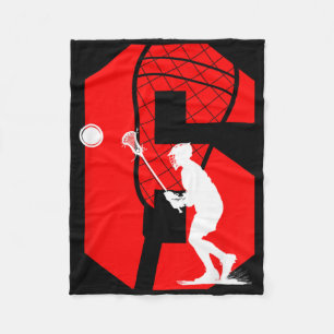 Kids 6th Birthday Lacrosse 6 Year Old Lacrosse Pla Fleece Blanket