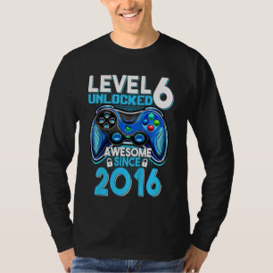 Kids 6th Birthday Level 6 Unlocked Awesome Since 2 T-Shirt
