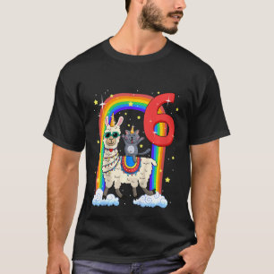 Kids 6th Birthday Llama Llamacorn And Cat Caticorn T-Shirt