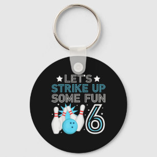 Kids 6th Birthday Party Bowling Boy 6 Year Old Bow Key Ring