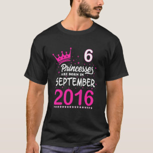 Kids 6th Birthday Pink Princesses Are Born In Sept T-Shirt