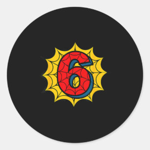 Kids 6th Birthday Sder Theme Party 6 Year Old Boys Classic Round Sticker